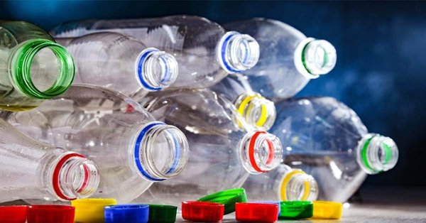 Stacked plastic bottles