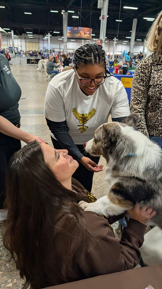 Shreiber Students meet a competitor from the National Dog Show