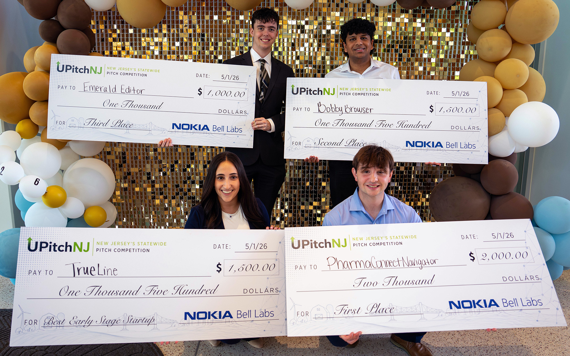 Winners of the UPitchNJ competition on May 1, 2026.
